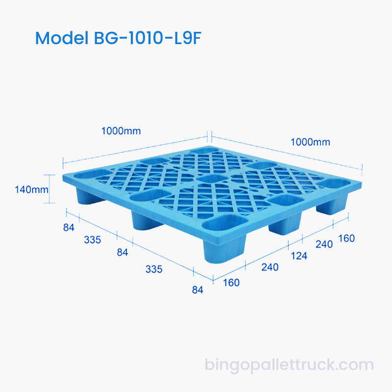 1000x1000mm HDPE Lightweight Plastic Pallet 4-Way Entry for Forklift