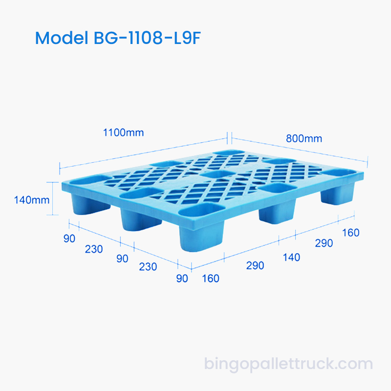 1100x800mm Light Duty Plastic Pallet with 4-Way Entry for Pallet Jacks