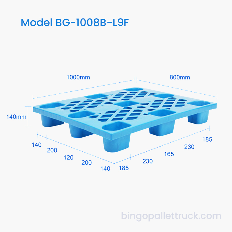 1000x800mm Injection Molded Plastic Pallet Lightweight 9-Leg Pallet for Industrial Storage