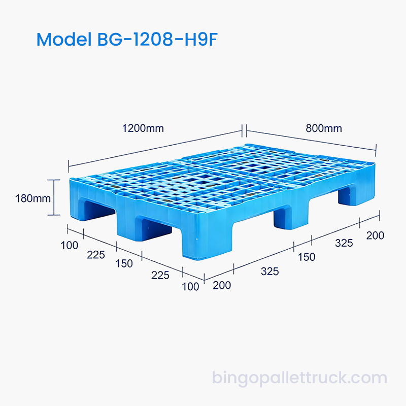 1200x800mm Heavy Duty 9-Leg HDPE Plastic Pallet for Logistics