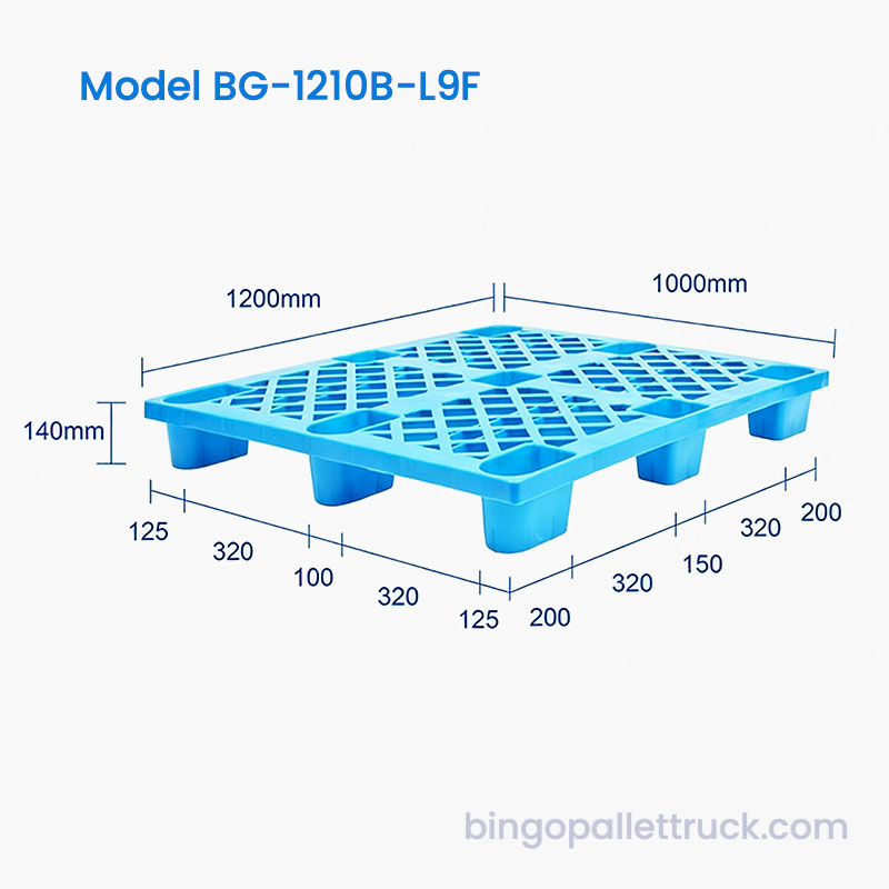 1200x1000mm Lightweight 9 Feet Plastic Pallet for Retail Storage