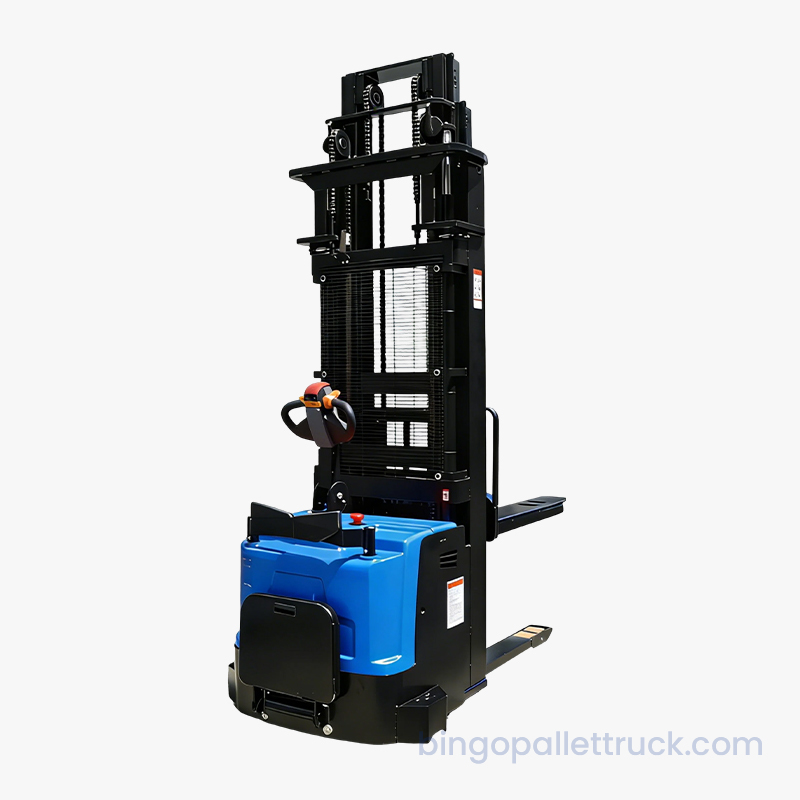 3000kg Heavy Duty EPS Three Mast Electric Stand-on Stacker for Warehouse Racking