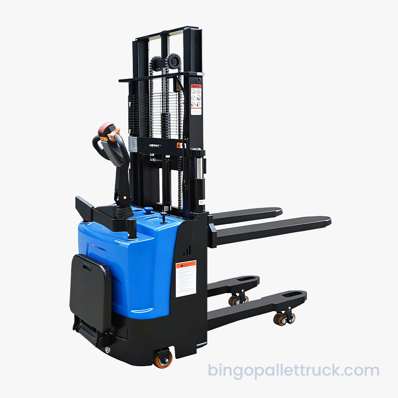 1500kg Double Lift Electric Stand-on Pallet Stacker for Efficient Pallet Stacking